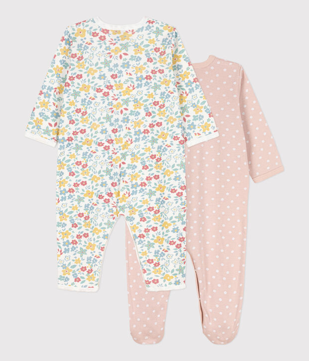 Set van 2 slaappakjes met bloemenprint en stippen in katoen voor baby's multicouleur