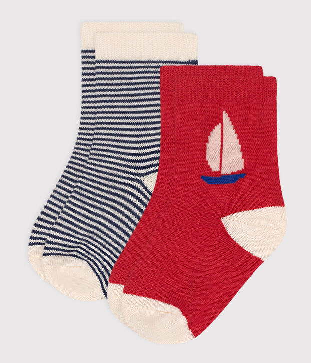 Set van 2 paar katoenen babysokken met strepen multicouleur