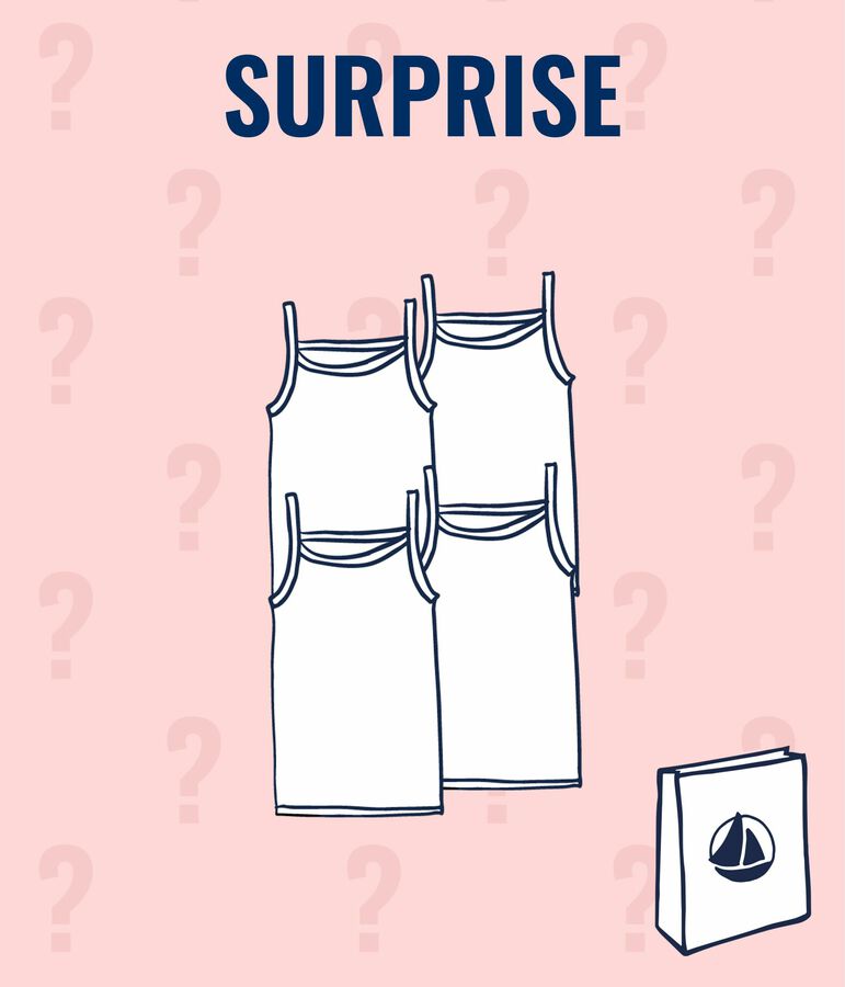 Verrassingsset met vier hemdjes met bretels voor meisjes variante 1