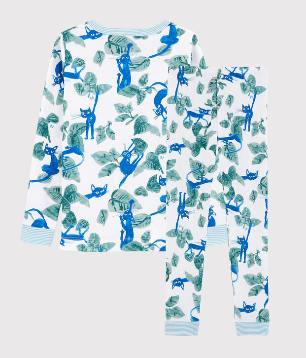 Katoenen snugfit pyjama met print voor kleine jongens wit/multicouleur