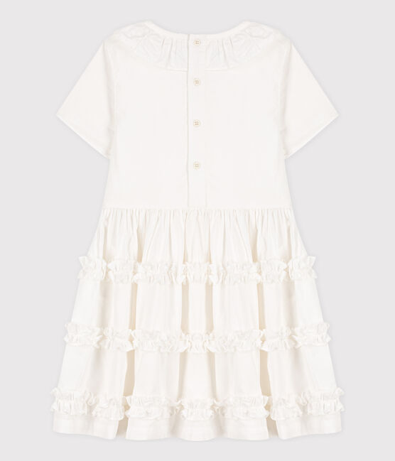 Robe manches courtes en popeline enfant fille blanc ECUME 1