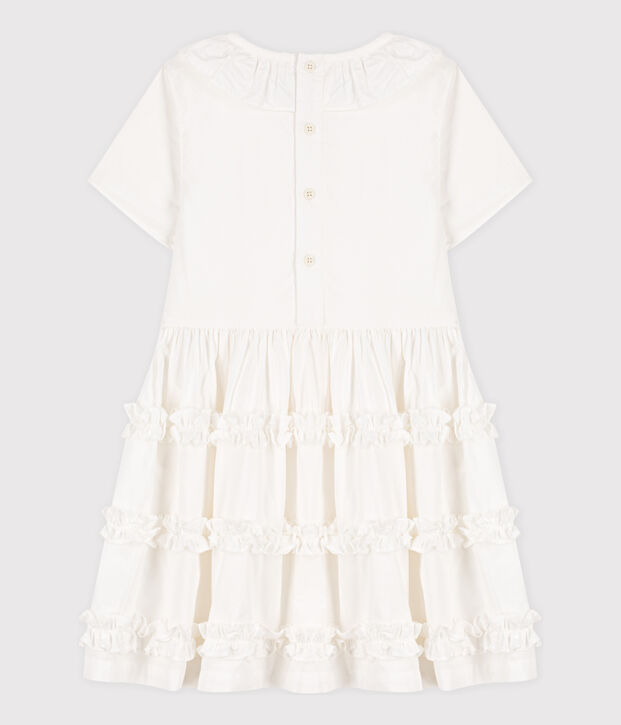 Robe manches courtes en popeline enfant fille blanc