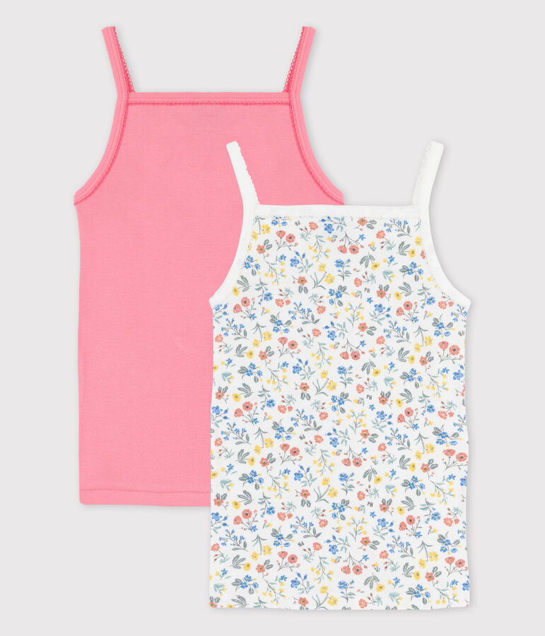 Lot de 2 chemises &agrave; bretelles fleurs petite fille en coton multicouleur