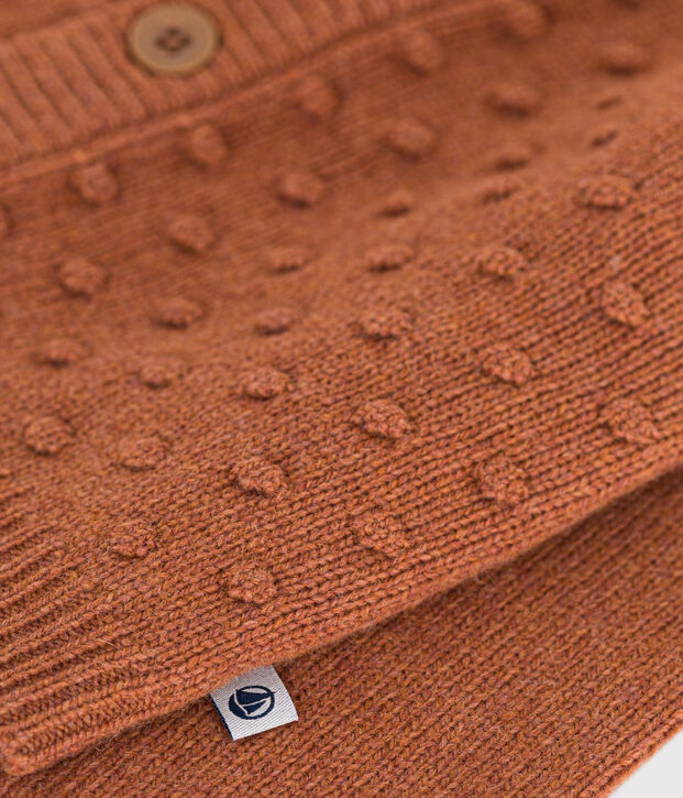 Babycardigan in tricot van wol en gerecycleerde nylon bruin