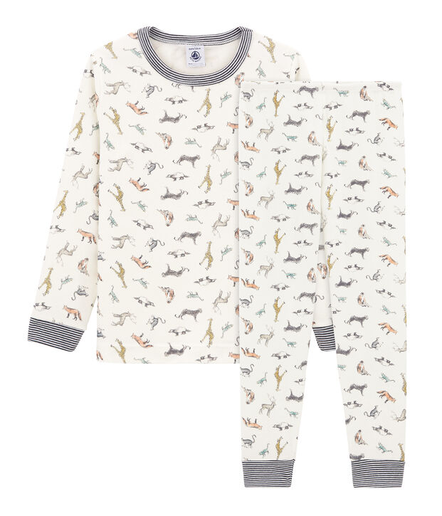 Pyjama petit gar&ccedil;on en c&ocirc;te blanc/multicouleur
