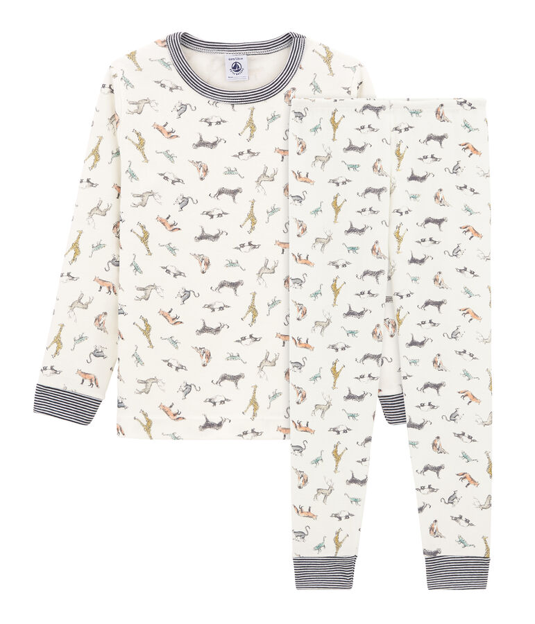 Jongenspyjama van gebreide stof wit MARSHMALLOW/wit MULTICO