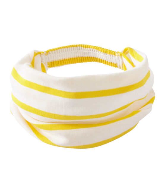 Gestreepte meisjesbandana wit MARSHMALLOW/geel SHINE