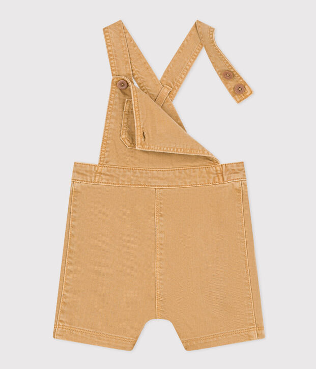 Salopette courte en denim de couleur b&eacute;b&eacute; beige