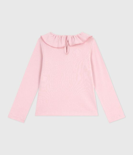 Effen katoenen T-shirt met lange mouwen voor kinderen roze JOLI