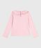 Effen katoenen T-shirt met lange mouwen voor kinderen roze JOLI