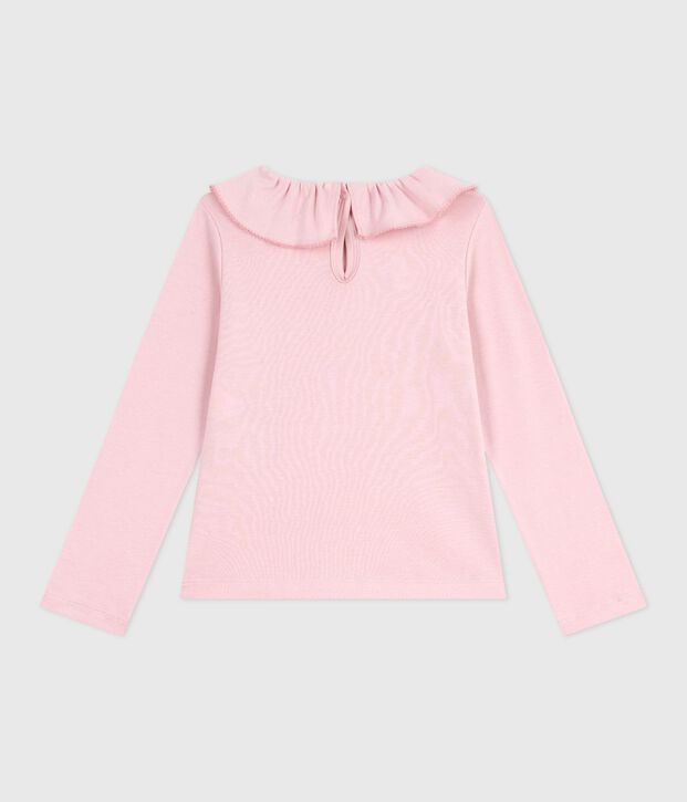 Tee-shirt enfant manches longues en coton uni rose clair
