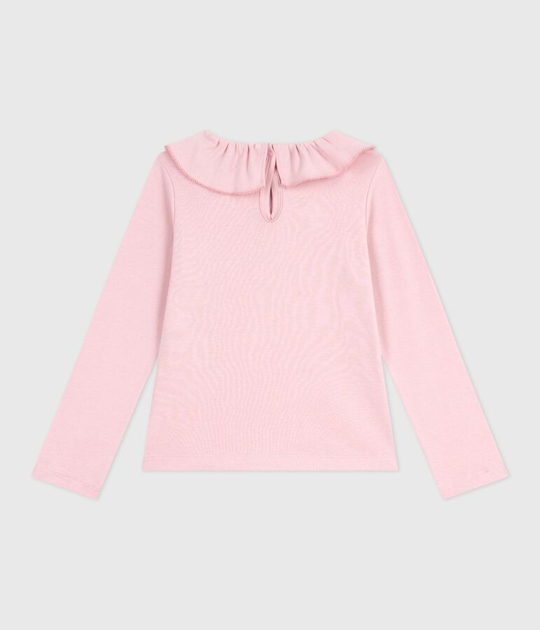Tee-shirt enfant manches longues en coton uni rose