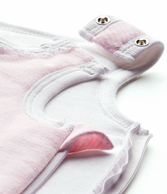 Gigoteuse naissance bébé fille rayée milleraies rose VIENNE/blanc ECUME