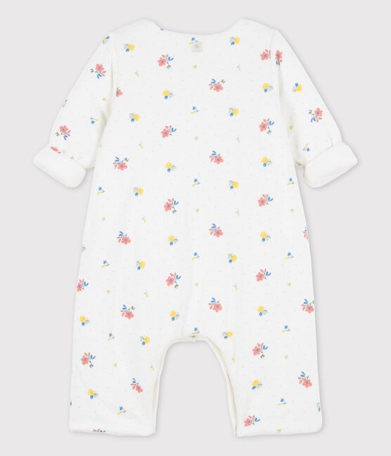 Lange tuinbroek met print van bio tubic voor baby's wit MARSHMALLOW/ PAPAYE