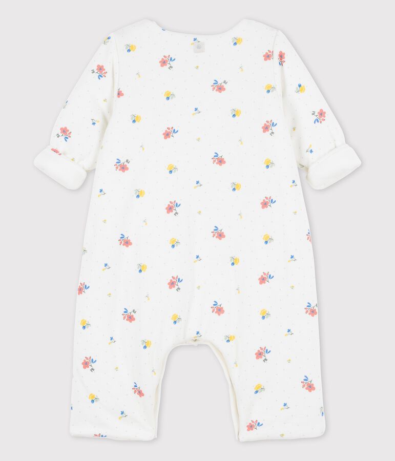 Lange tuinbroek met print van bio tubic voor baby's wit/roze