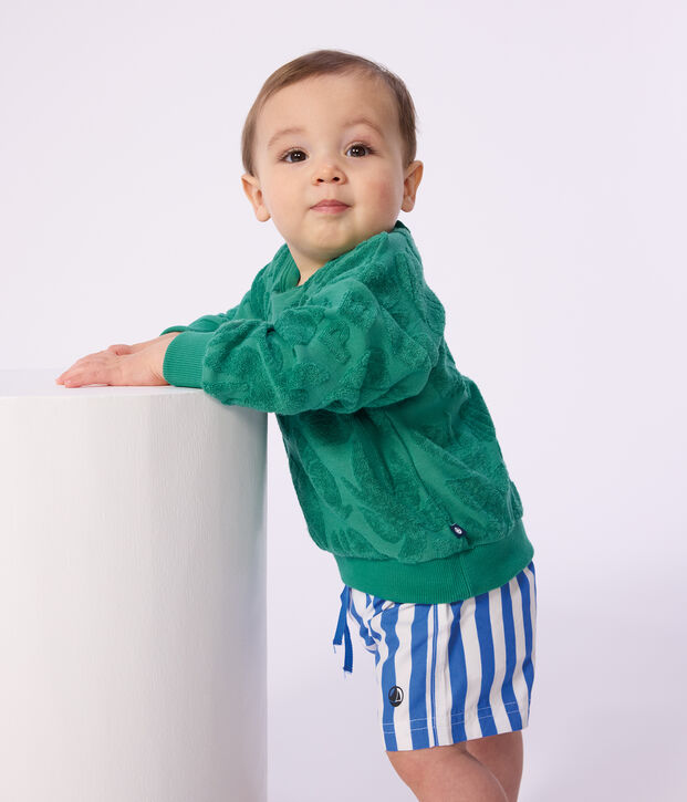 Short de bain b&eacute;b&eacute; ray&eacute; bleu/blanc