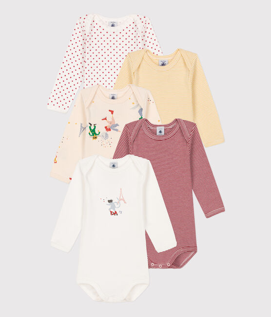 Set van 5 katoenen body's met lange mouwen met Parijs-print variante 1