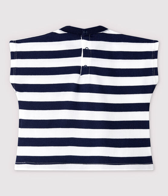 T-shirt met korte mouwen voor babyjongens blauw SMOKING/wit MARSHMALLOW