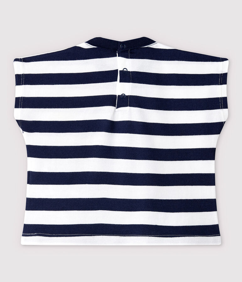 T-shirt met korte mouwen voor babyjongens blauw/wit