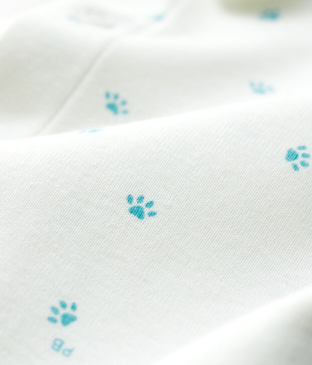 Katoenen babypyjama zonder voetjes wit/grijs