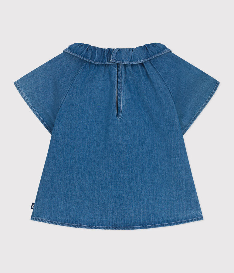 Blouse b&eacute;b&eacute; en jean manches courtes bleu