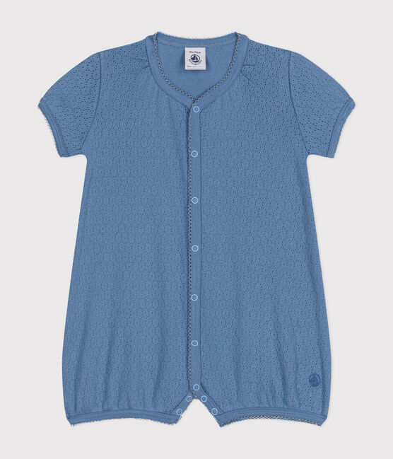 Korte kruippakje van katoen voor baby's blauw BEACH