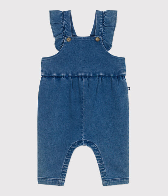 Babysalopette met lange mouwen van spijkerstof en elastaan blauw BLEU DELAVE