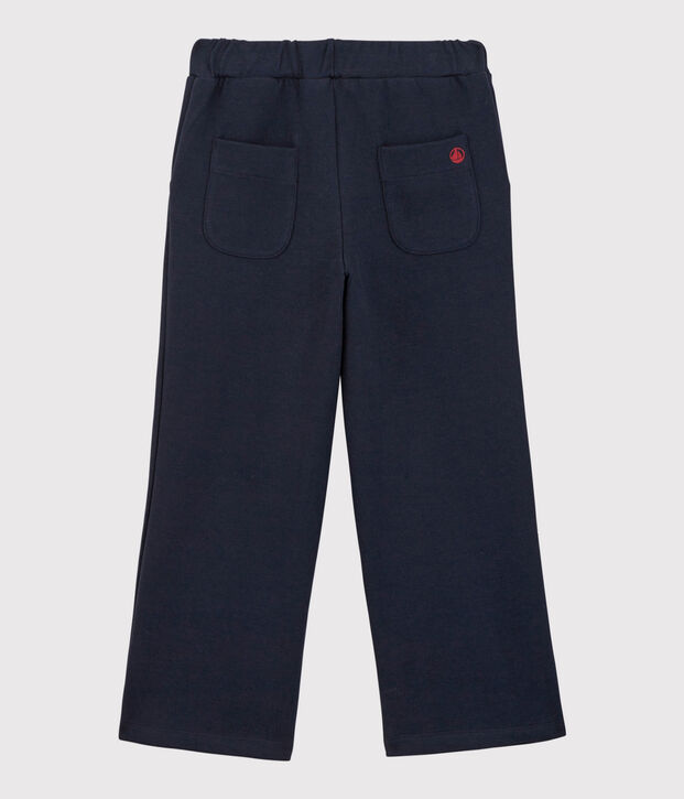 Pantalon flare en coton enfant fille bleu marine