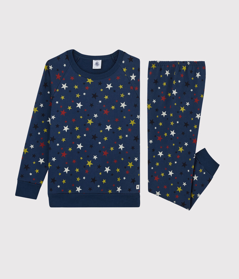 Pyjama enfant &agrave; motifs &eacute;toiles en molleton bleu/multicouleur
