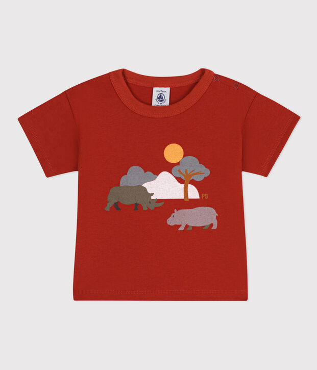 T-shirt van jersey met korte mouwen en motiefje voor baby's rood