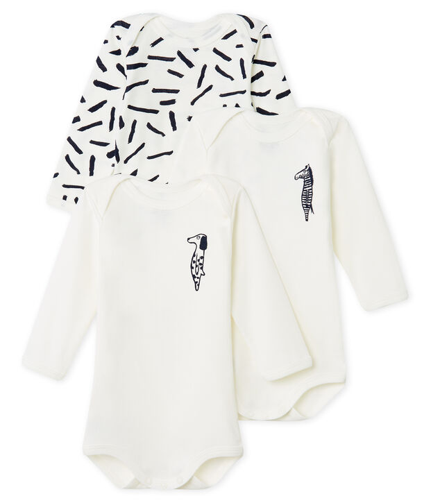 Trio rompertjes lange mouwen baby Jean Jullien multicouleur