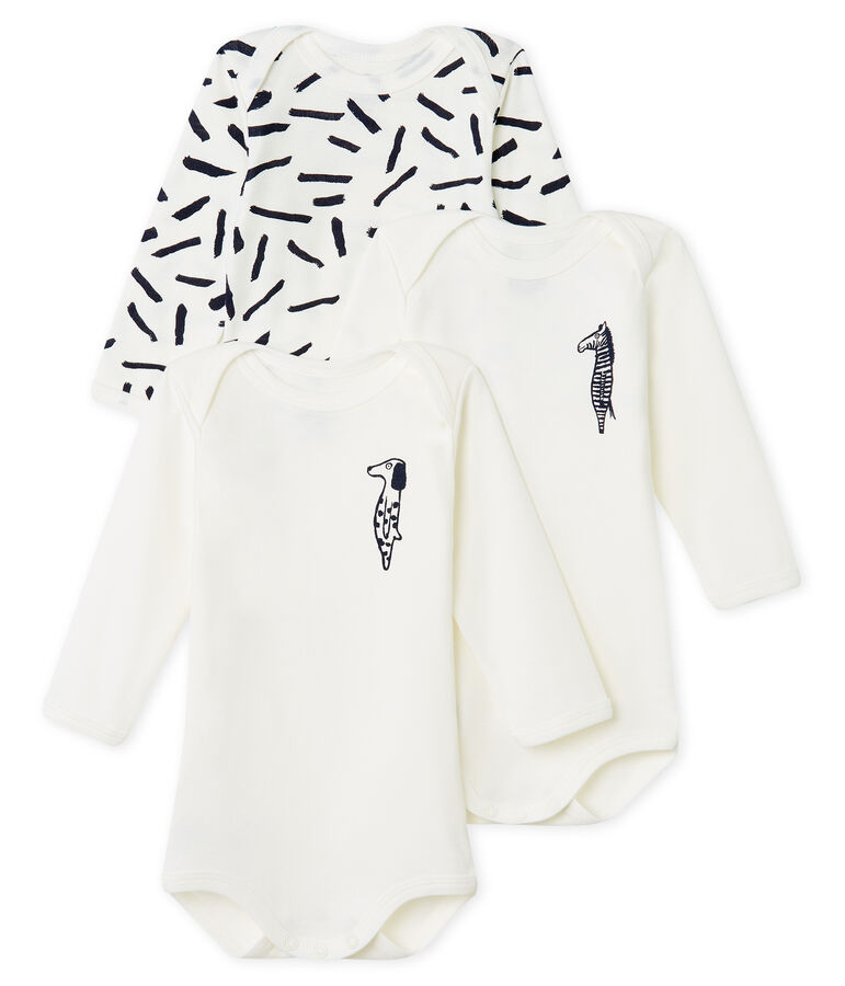 Trio rompertjes lange mouwen baby Jean Jullien multicouleur