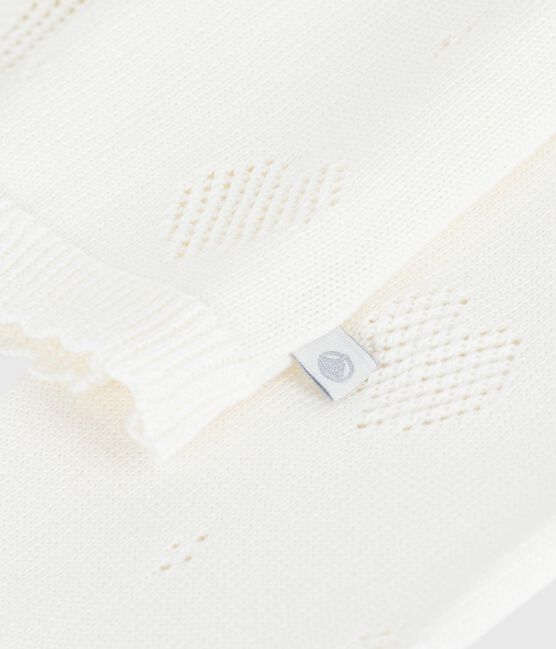 Cardigan enfant en coton uni blanc MARSHMALLOW