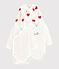 Lot de 3 bodies croisés cœur rouge manches longues bébé en coton biologique variante 1