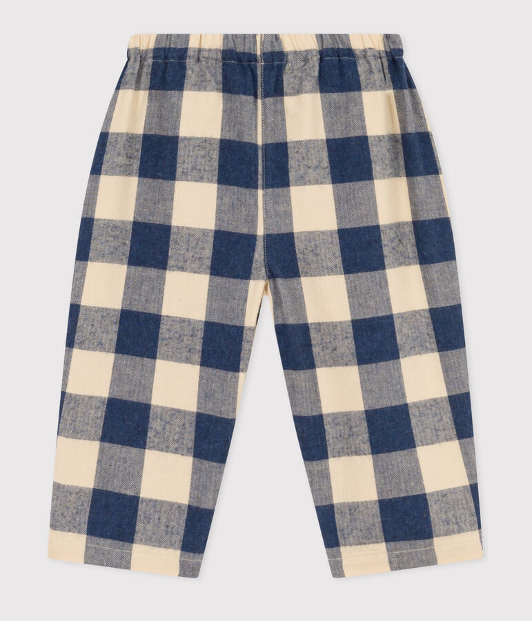 Pantalon en flanelle &agrave; carreaux b&eacute;b&eacute; bleu/&eacute;cru