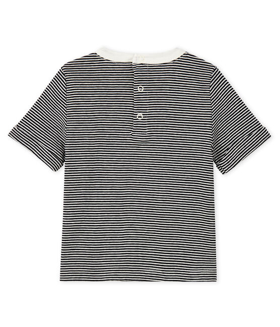 Tee shirt bébé garçon milleraie bleu SMOKING/blanc MARSHMALLOW