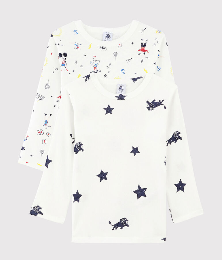 Set van 2 T-shirts met lange mouwen jongens met feestelijke print multicouleur