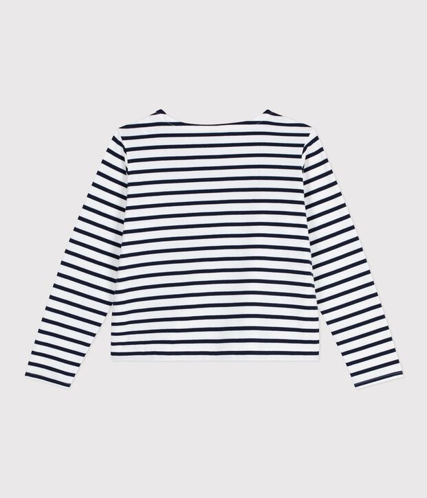 Marini&egrave;re femme en coton blanc/bleu