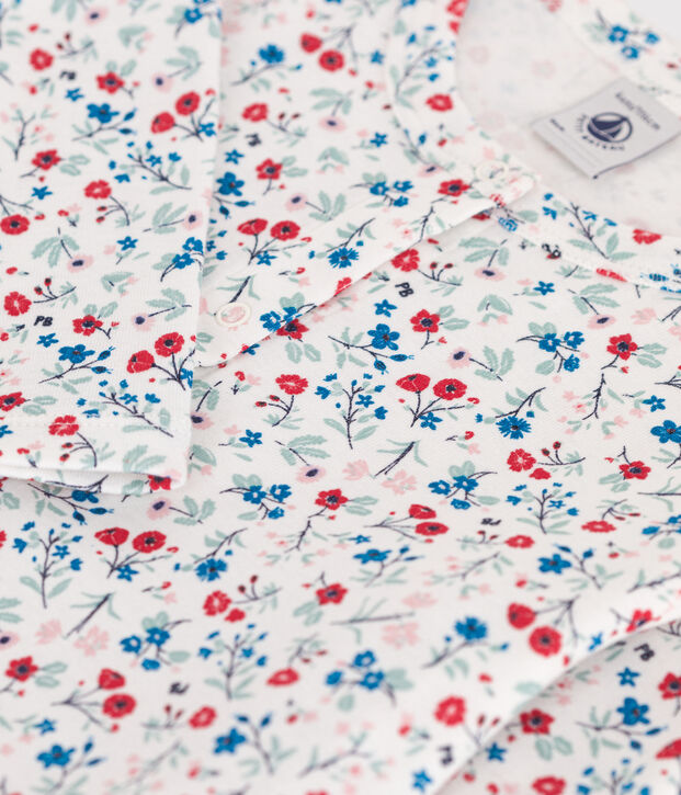 Katoenen kindercardigan met bloemenprint wit/multicouleur