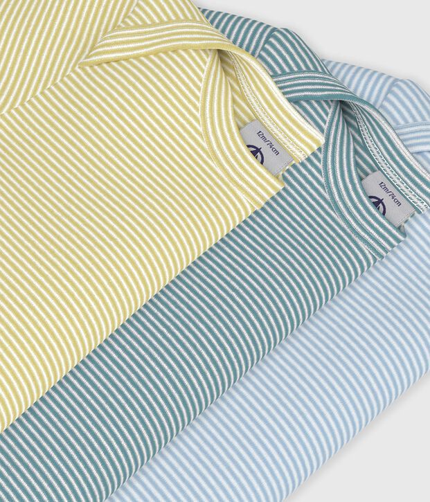 Set van katoenen body's met korte mouwen en streepjes multicouleur