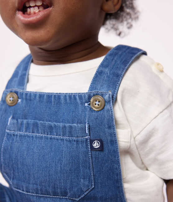 Salopette courte en denim léger bébé bleu DENIM CLAIR