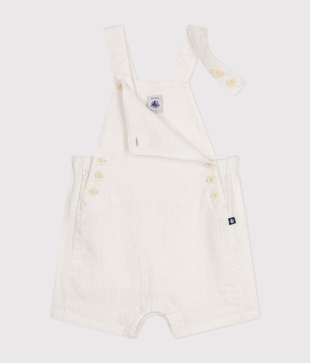 Korte linnen babysalopette wit