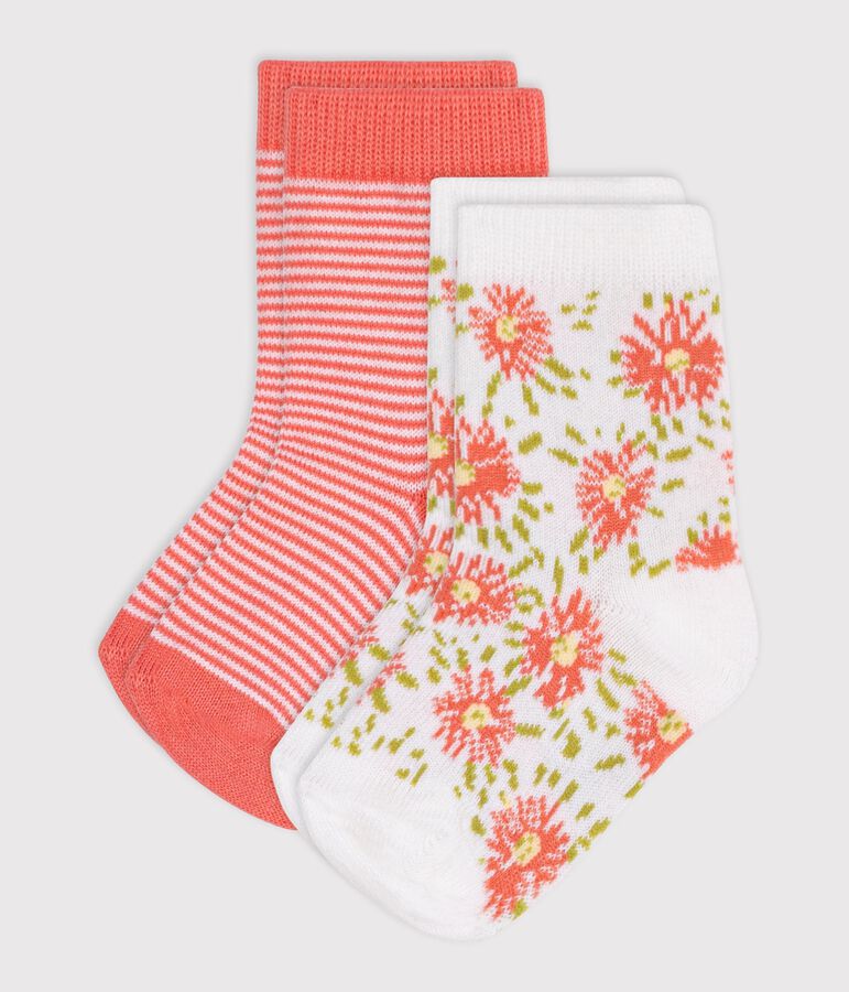 2 paires de chaussettes b&eacute;b&eacute; en coton imprim&eacute; fleurs variante 1