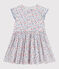 Katoenen kinderjurk met korte mouwen en bloemenprint wit MARSHMALLOW/wit MULTICO