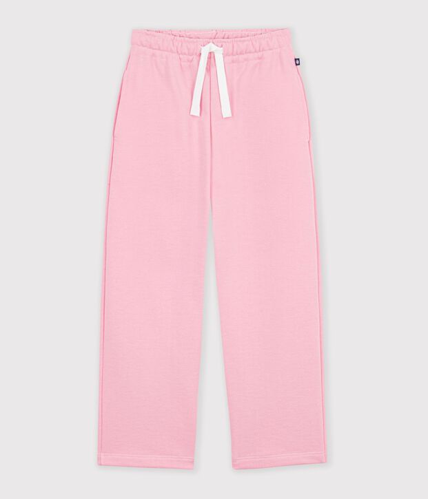 Pantalon de jogging enfant en coton uni rose clair