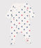 Katoenen babypyjama met gestreept hartje wit MARSHMALLOW/wit MULTICO