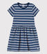 Robe rayée manches courtes en coton enfant fille