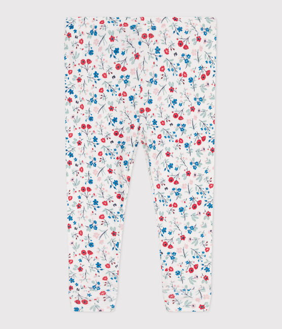 Legging bébé en coton imprimé à fleurs blanc MARSHMALLOW/blanc MULTICO