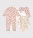 Coffret pyjama et 3 bodies fleurs bébé