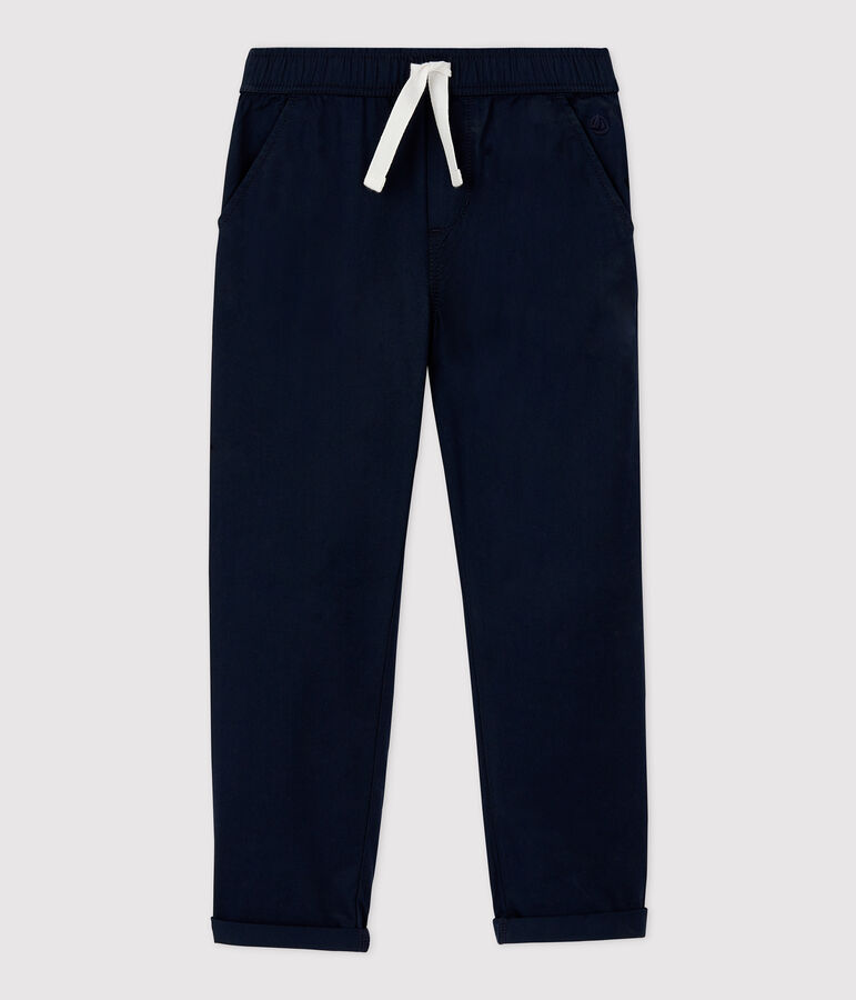 Pantalon regular en serge de coton enfant gar&ccedil;on bleu